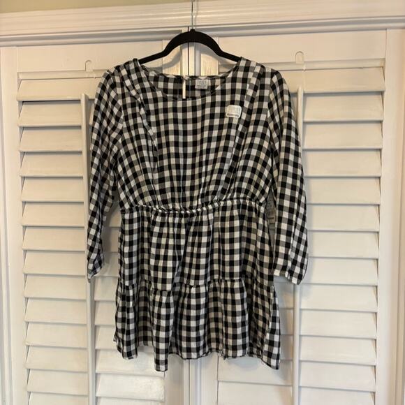 Time and Tru Black and White‎ Plaid Maternity Top Size Medium - Picture 1 of 9